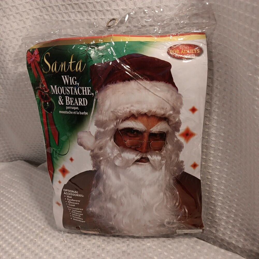 Forum Novelties Inc Santa Claus Wig Beard Moustache Set White‎ #55783 For Adults